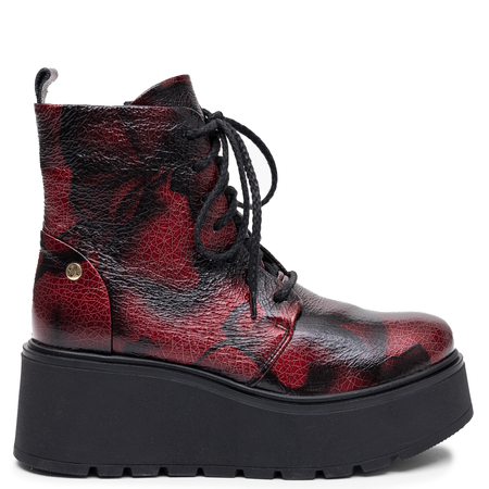Maciejka Skórzane Na Platformie Trzewiki Grunge Czerwone 6762W-40/00-8