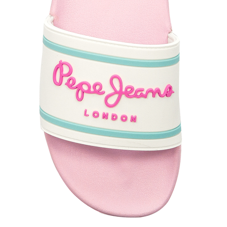 Pepe Jeans Women's Slippers White Slider Logo Girl