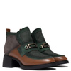 Maciejka Leather Two-Tone Ankle Boots Block-Heel Boots With Side Zip Brown-Green A6747-29/00-8