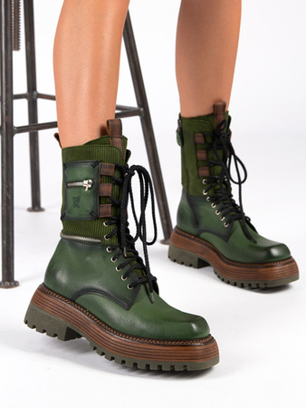 Maciejka Women's leather Green Boots