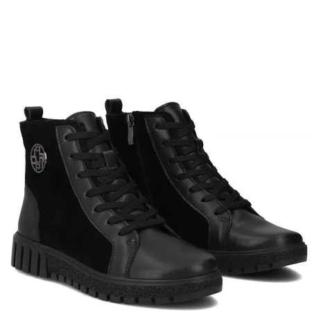 Filippo Skórzane Ocieplane Botki Sznurowane Czarne DBT6359-26-BLK