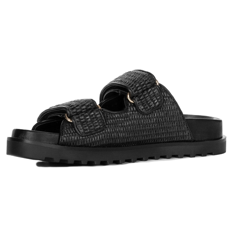 Guess Klapki Damskie Regulowane Na Rzep Klapki Na Platformie 4 Cm Czarne FLJFDE-FAP19-BLK