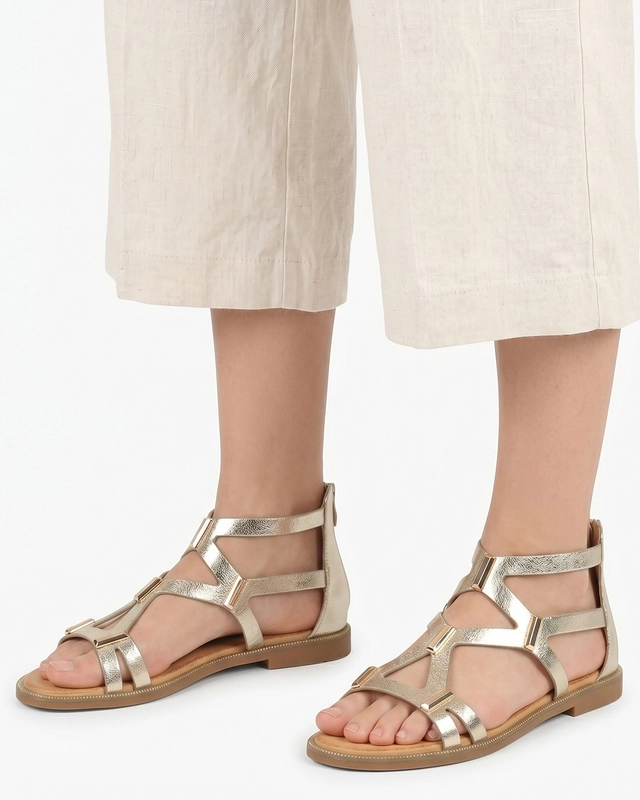 Filippo Leather Insole Gladiator Sandals With Ornaments Gold DS6912-26-GO