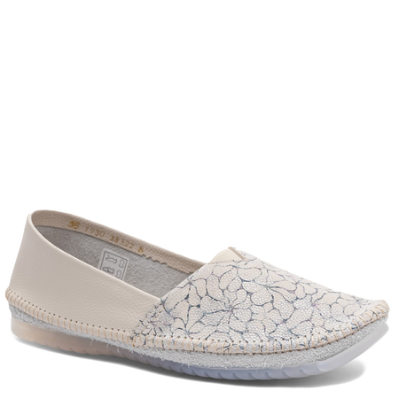 Maciejka Leather Slip-On Loafers with Floral Pattern Beige 1930B-32/00-0