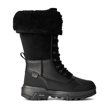 UGG Śniegowce Skórzane Damskie Z Futrem Naturalnym Czarny 1171441-BLK