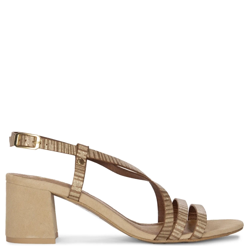 Maciejka Women's Leather Heeled Beige Sandals
