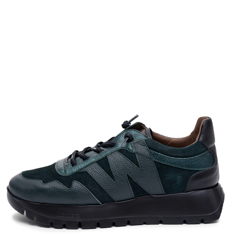 Wonders Sneakersy Skórzane Na Platformie Zielone A-24110
