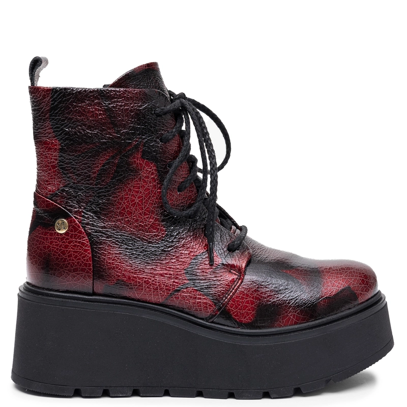 Maciejka Skórzane Na Platformie Trzewiki Grunge Czerwone 6762W-40/00-8