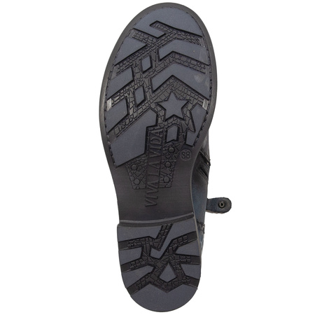 Maciejka Floral Leather Ankle Boots Flat Heel Navy 07006-06/00-8