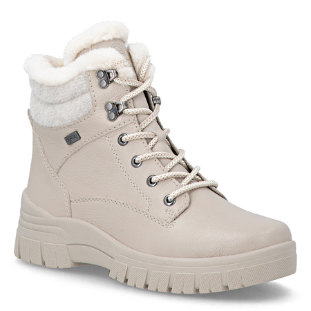 Rieker Warm-Lined Platform Ankle Boots With Zip And Laces Beige D0E71-60