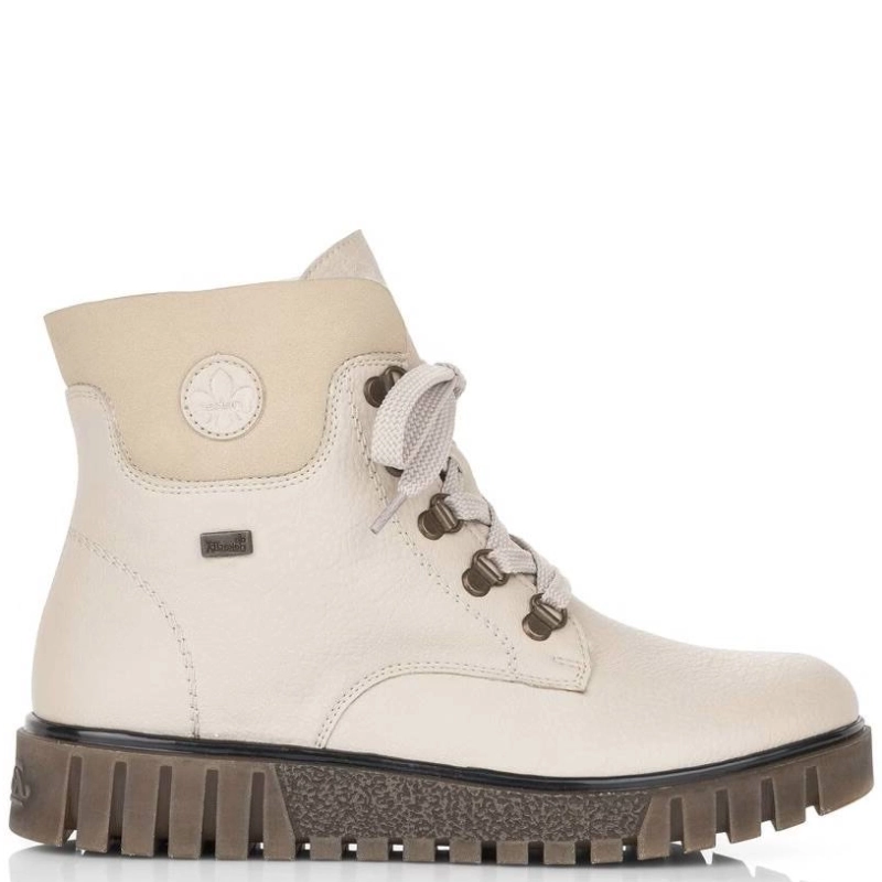 Rieker Insulated Lace-Up Women's Ankle Boots on Platform Beige Y3433-60-BE