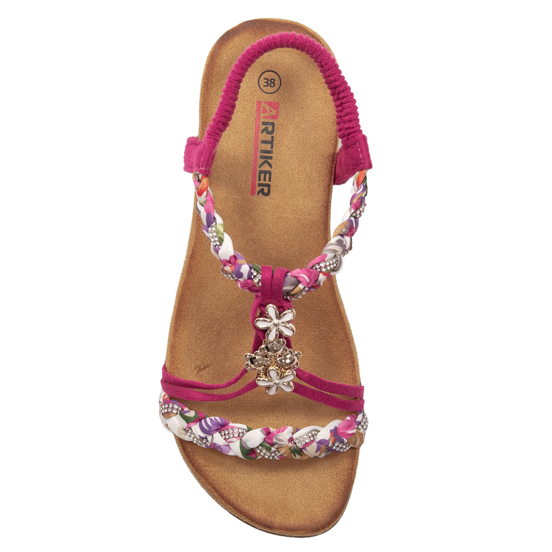 Artiker Comfort Braided Pink Jeweled Women's Sandals Fuchsia 56C1314