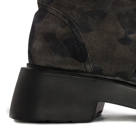 Wonders Women's Leather Boots On The Camo Platform Wonders Botki Damskie Skórzane Na Platformie Jungla Negro