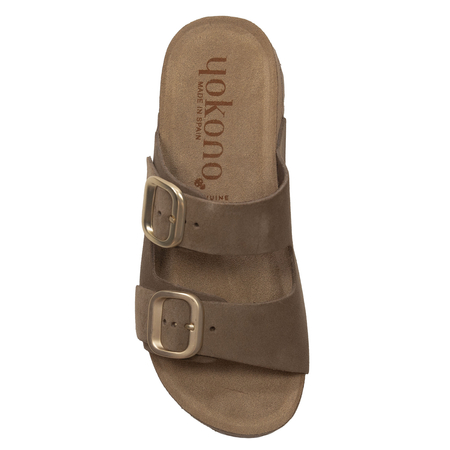 Yokono Java Women's Leather Platform Slides Brown WIWI-003-SER-LODO