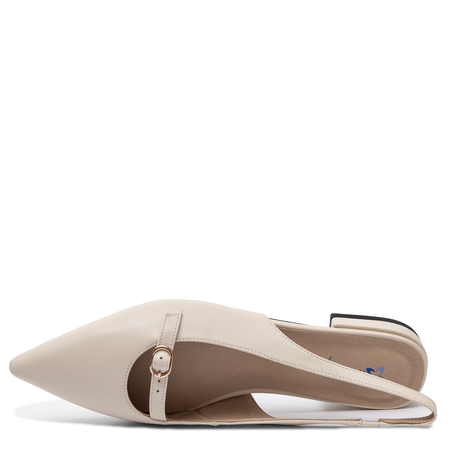 Maciejka Elegant Leather Slingback Pumps With Buckle Beige K7449-22/00-1