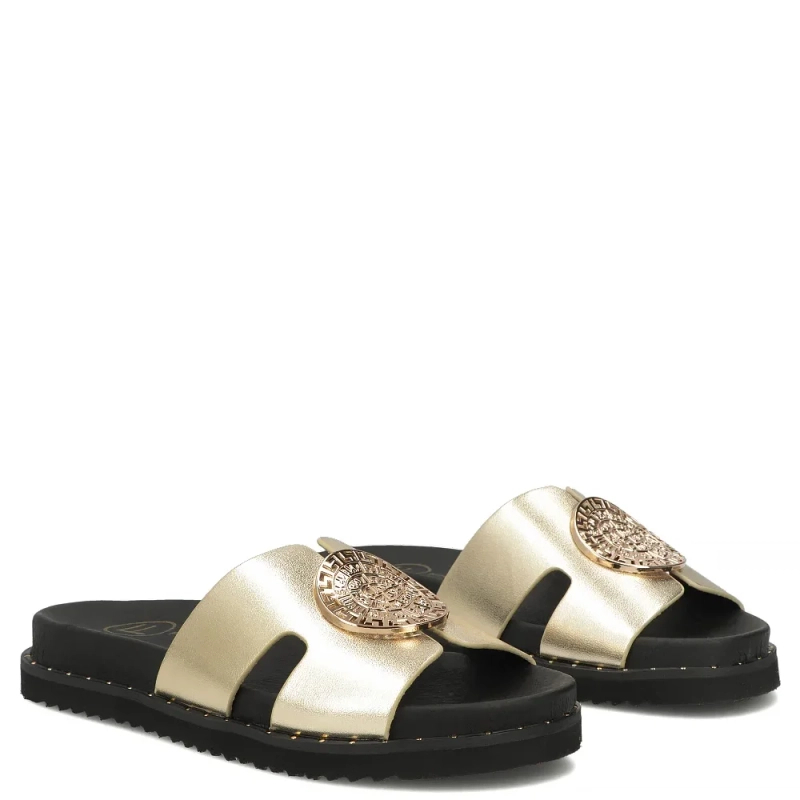 Filippo Leather Slides With Metallic Ornament Gold DK7050-26-GO