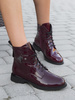 Maciejka Patent Leather Lace-Up Ankle Boots Side Zip Burgundy N3131-23/00-8