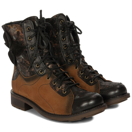 Maciejka Suede Lace-Up Ankle Boots Side-Zip Rust Black 07004-29/00-8