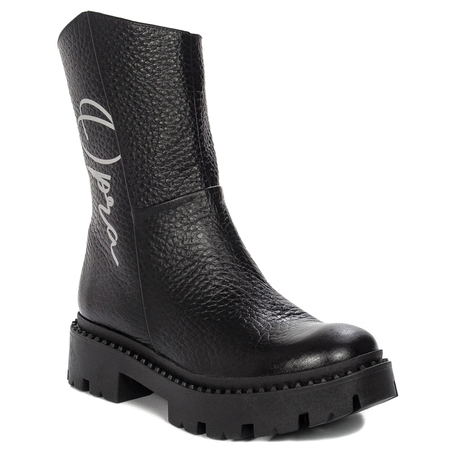 Opra Hana Black Botki Damskie Skórzane