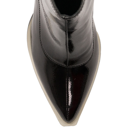 S.Barski Women's boots ankle boots black lacquered