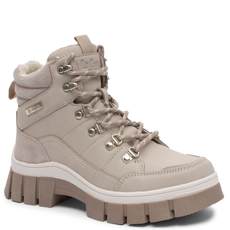Lee Cooper Ocieplane Skórzane Trapery Na Platformie Beżowe LCJ-26-31-4581LA