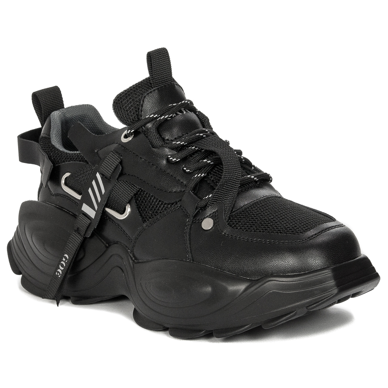 GOE Sneakersy damskie na platformie Black czarne