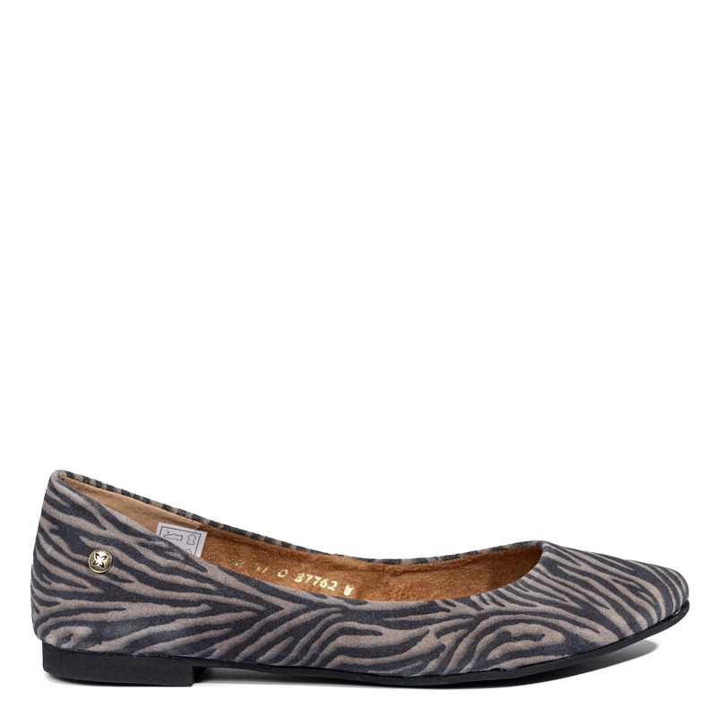 Maciejka Suede Ballerinas Almond Toe Beige-Black 4100W-01/00-8