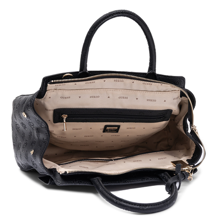 Guess Torebka Damska Duża Klasyczna Do Ręki I Na Ramię Wytłaczana Czarna HWPD2222070-BLACK