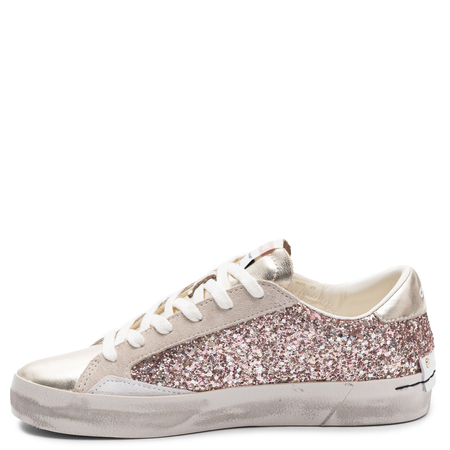 Crime London Skórzane Brokatowe Sneakersy Różowe 20008PP7.26