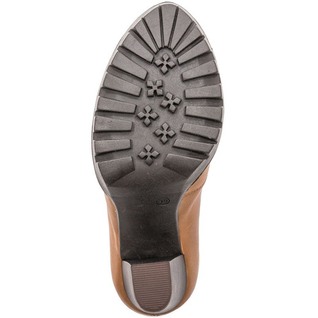 Maciejka Leather Pumps on Block Heel and Platform Brown 02629-29-00-1