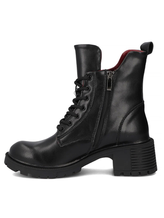 Filippo Leather Ankle Boots Warm Lined Block Heel Black DBT6501-25-BK