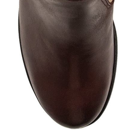 Maciejka Leather Ankle Boots Contrast Trim Burgundy 03759-23/00-3