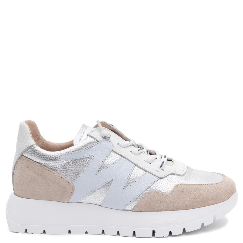 Wonders Skórzane Sneakersy na Platformie Wielokolorowe A-24101-BEIGE