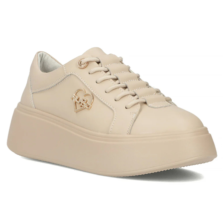 Filippo Beige Leather Sneakers