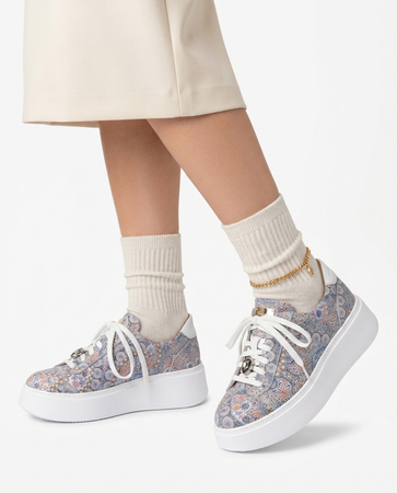 Maciejka Skórzane Sneakersy Na Platformie Wielokolorowe 6191W-13/00-8