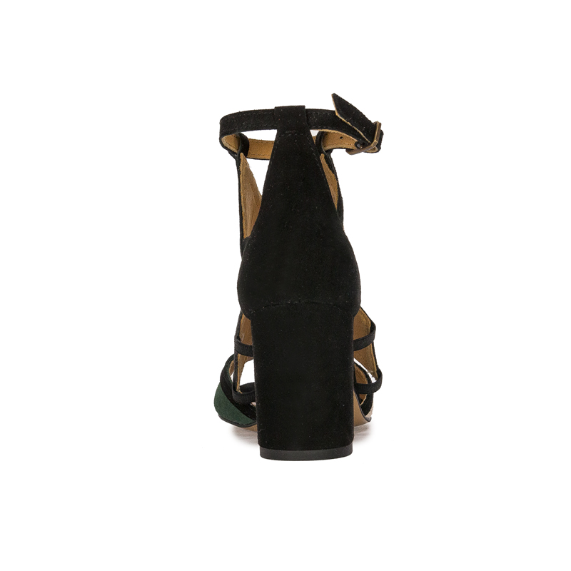 Maciejka women's leather green+ black Sandals