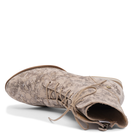 Maciejka Genuine Leather Lace-Up Boots Patterned Beige 6391W-22/00-1