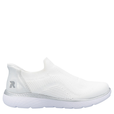 Rieker Sneakersy Wsuwane Ażurowe z Srebrnym Detalem Białe M5072-80