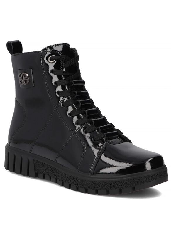 Filippo Leather Patent Lace-Up Ankle Boots On Platform Black DBT7273-25-BK