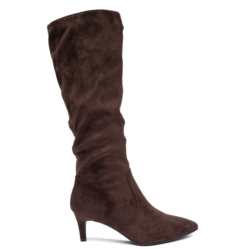 Sergio Leone Elegant Suede Pointed Toe Knee-High Stiletto Boots Brown KZ-28