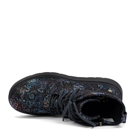 Maciejka Women's Platform Ankle Boots Black Floral - Stylish Patterned Shoes 6762W-01/00-6