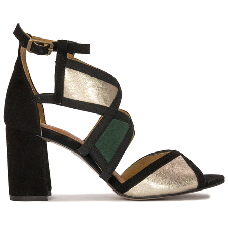Maciejka women's leather green+ black Sandals