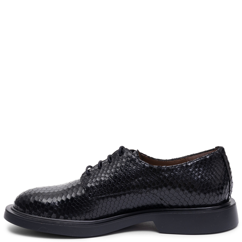 Wonders Negro Women's Leather Lace-Up Shoes Animal Print Black A-5304