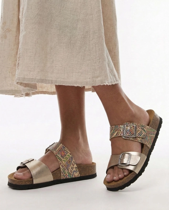 Dr. Brinkmann Contoured Anatomical Cork Sandals Metallic Gold Multicolored 700067-82