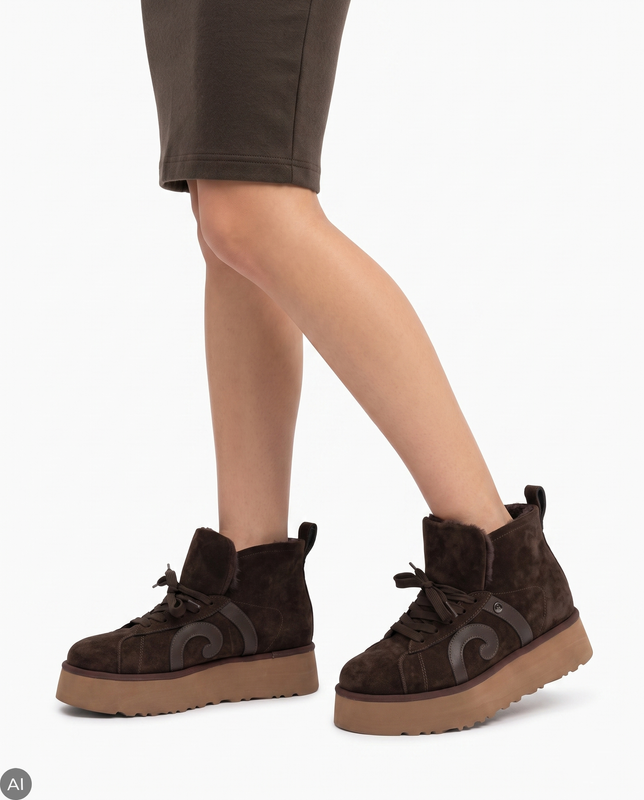 Maciejka Statement Suede Platform Ankle Boots Dark Brown K7872-02/00-4