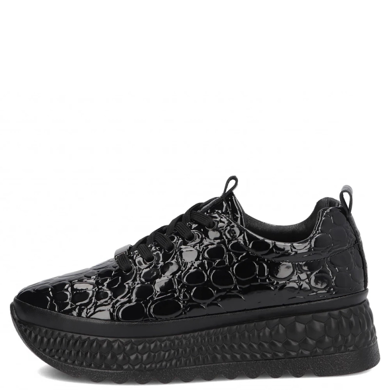Filippo Leather Croco Platform Sneakers Black DP7284-26-BK-CR