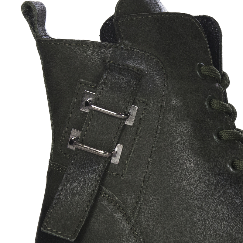 Boccato Botki Damskie Skórzane Ocieplane Khaki