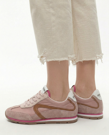 Verbenas Modne Zamszowe Sneakersy Sznurowane Różowe 9002451069ANT