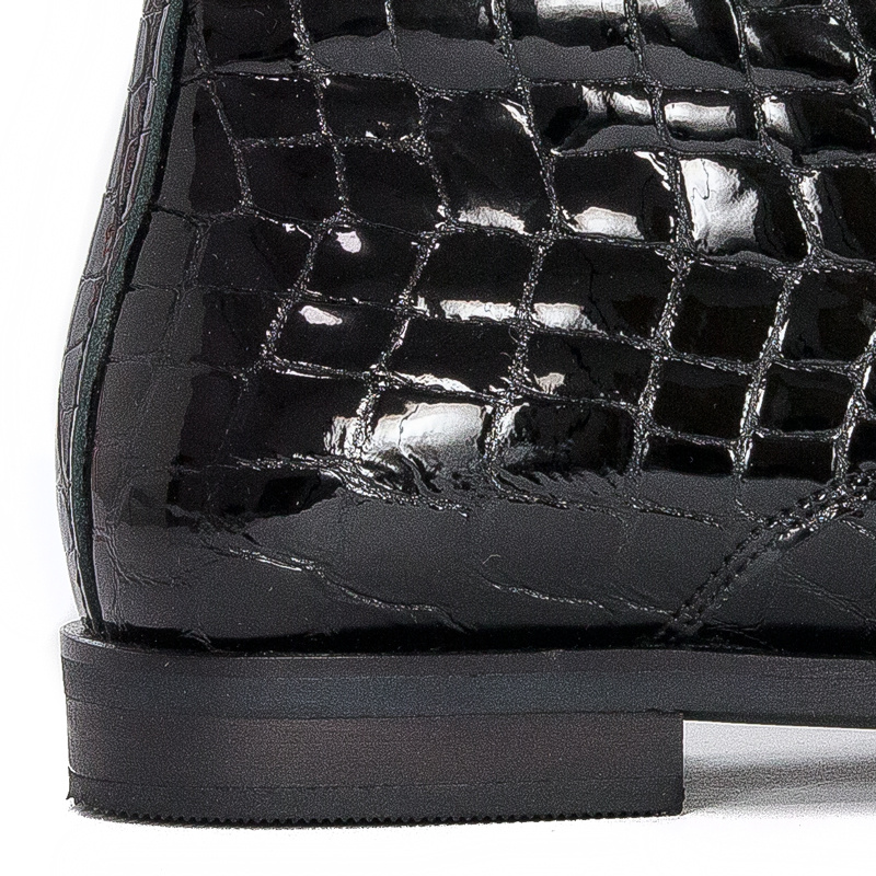 Botki Venezia YSB 0218 501 Black skórzane lakierowane Czarne