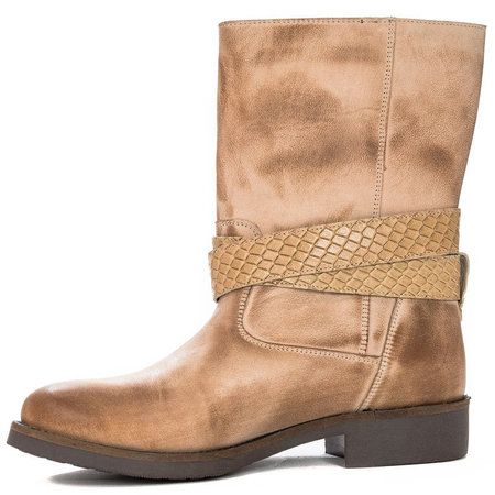 Kozaki Maciejka skórzane Camel